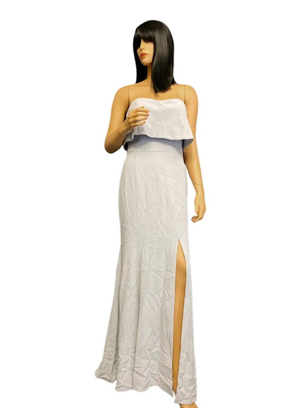 Aqua Strapless Gown with Side Slit
